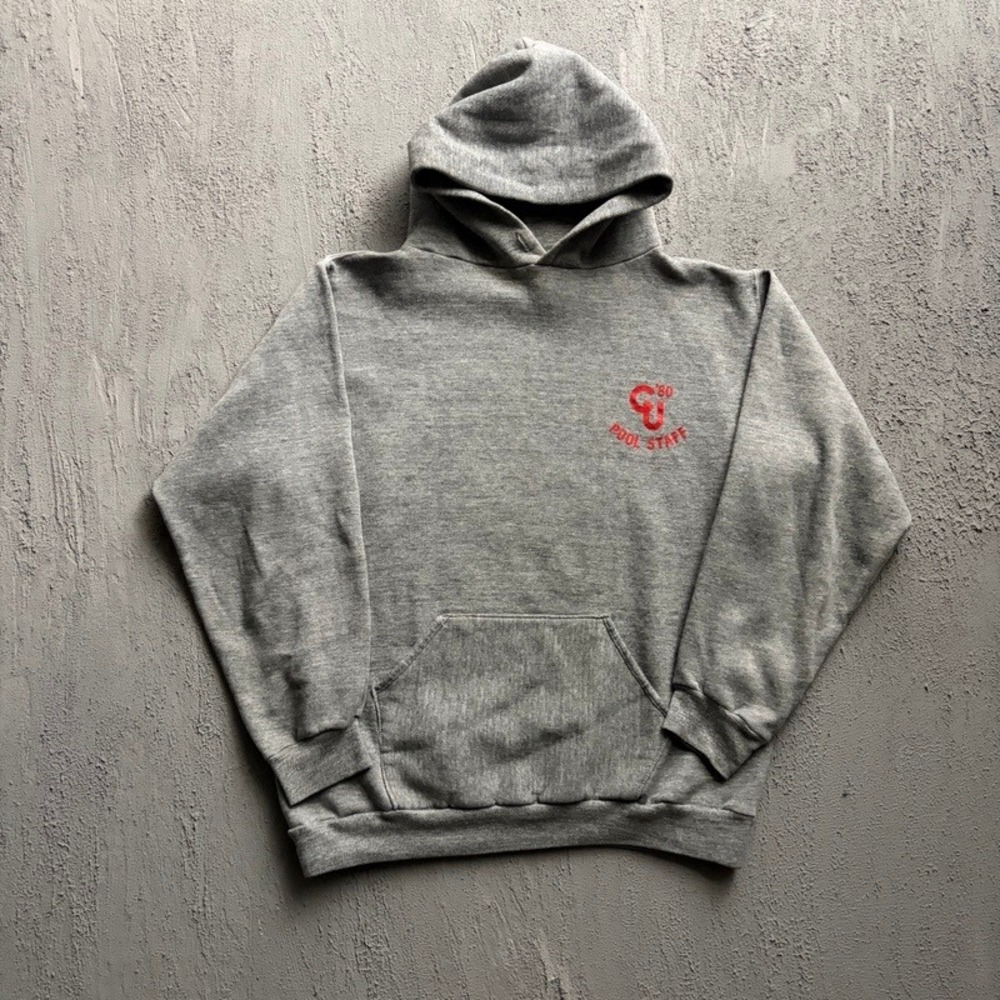 Vintage Carleton Aquatics Russell Athletic Hoodie Large Grey 1980s
